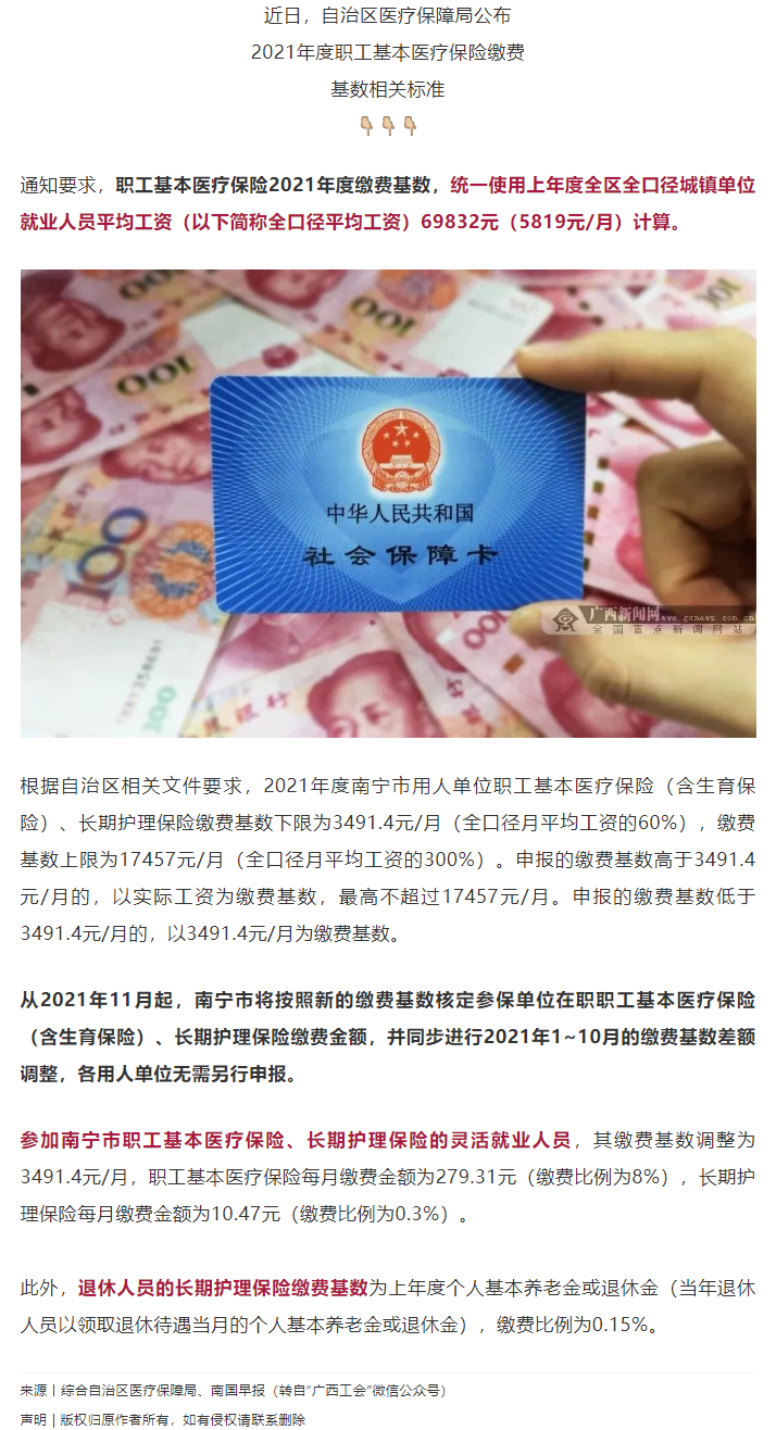 明確了！廣西2021年度醫(yī)保繳費基數(shù)調整.png